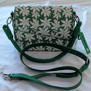 Desigual Green and White Floral Crossbody Bag
